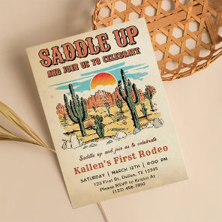 Cowboy Western Rodeo Wild West Birthday Party Invitation