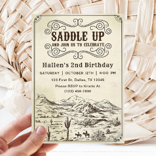 Cowboy Western Rodeo Wild West Birthday Party  Invitation