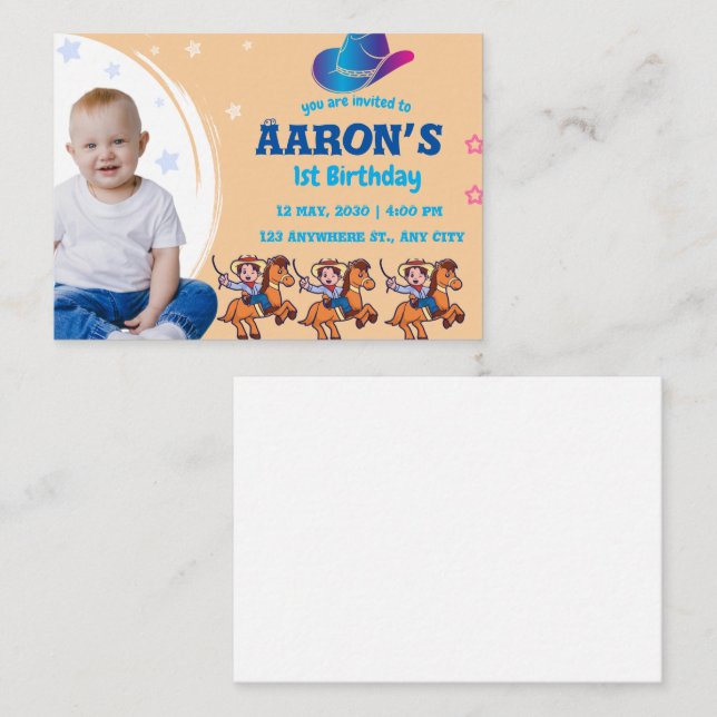 Cowboy Western Rustic Birthday Party Referral Card (Front/Back)