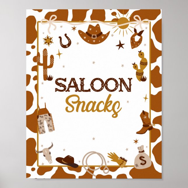 Cowboy Western Saloon Snacks Sign (Front)