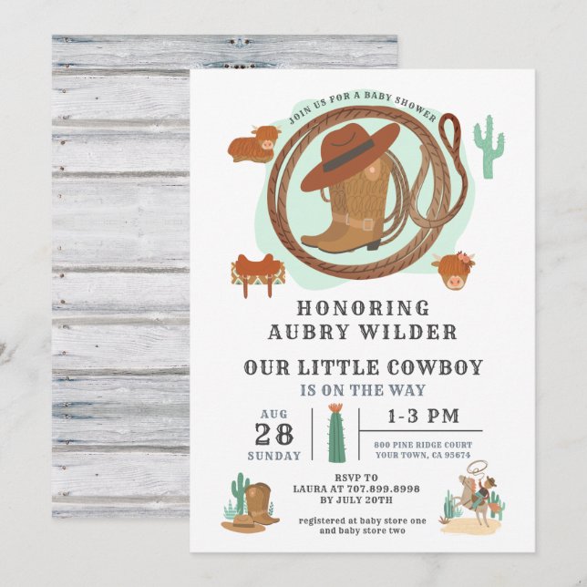Cowboy Western Thème Anniversaire Invitation (Devant / Derrière)