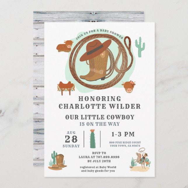 Cowboy Western Theme Birthday Invitation (Front/Back)