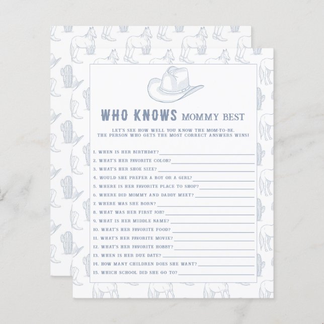 cowboy western - Who knows mommy best (Front/Back)