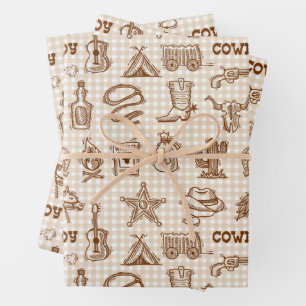 Cowboy Western Wrapping Paper Sheet