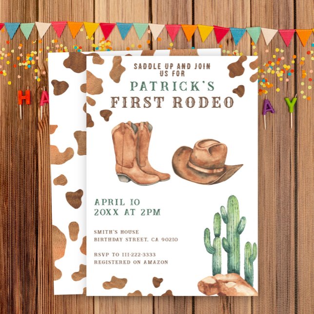 Cowboy Wild West 1st Rodeo Birthday Party  Invitation (Creator Uploaded)