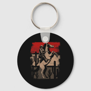 Cowboy Wild West Country Horseck Riding Horse Retr Keychain