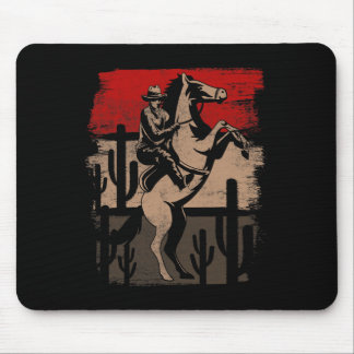 Cowboy Wild West Country Horseck Riding Horse Retr Mouse Pad