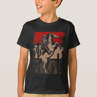 Cowboy Wild West Country Horseck Riding Horse Retr T-Shirt