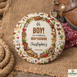 Cowboy Wild West Rodeo Ranch | Rustic Western Baby 1 Inch Round Button<br><div class="desc">Cowboy Wild West Rodeo Ranch baby shower button perfect for a rustic western baby shower. Fun cowboy themed party pin for guests or the mom-to-be. 🤠🐎🎉 Add a fun western touch to your celebration with this Cowboy Wild West Rodeo Ranch Baby Shower Button. Perfect for a rustic cowboy-themed baby shower,...</div>