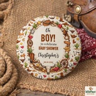 Cowboy Wild West Rodeo Ranch Rustic Western Baby 1 Inch Round Button