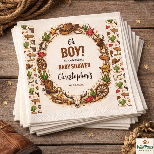 Cowboy Wild West Rodeo Ranch   Rustic Western Baby Napkin