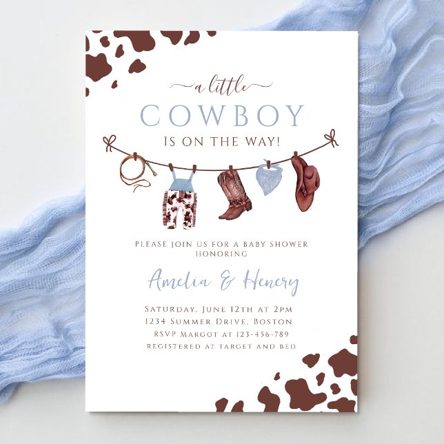 Cowboy Wild West Rodeo Western Boy Baby Shower Invitation (Creator Uploaded)