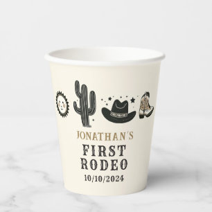 Cowboy Wild Western First Rodeo First Birthday 1st Paper Cups
