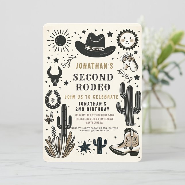 Cowboy Wild Western Second Rodeo Birthday 2nd Invitation (Creator Uploaded)