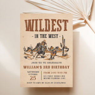 Cowboy Wildest In The West 3rd Birthday Invitation