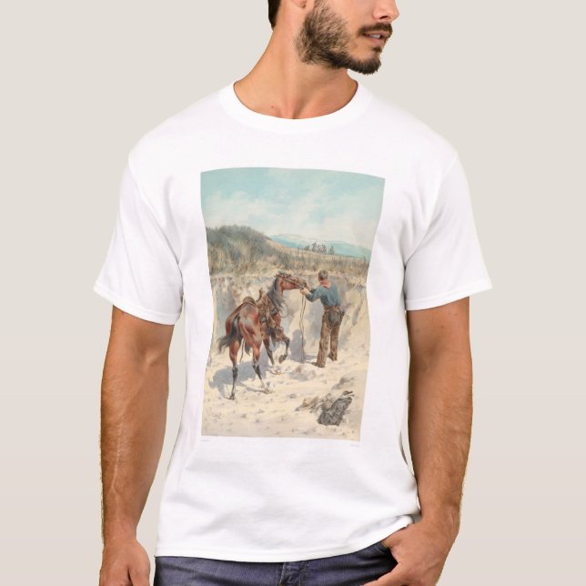 Cowboy with horse in Arroyo... (1324) T-Shirt (Front)