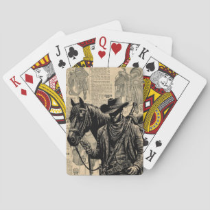 Cowboy with horse saddles western art playing cards