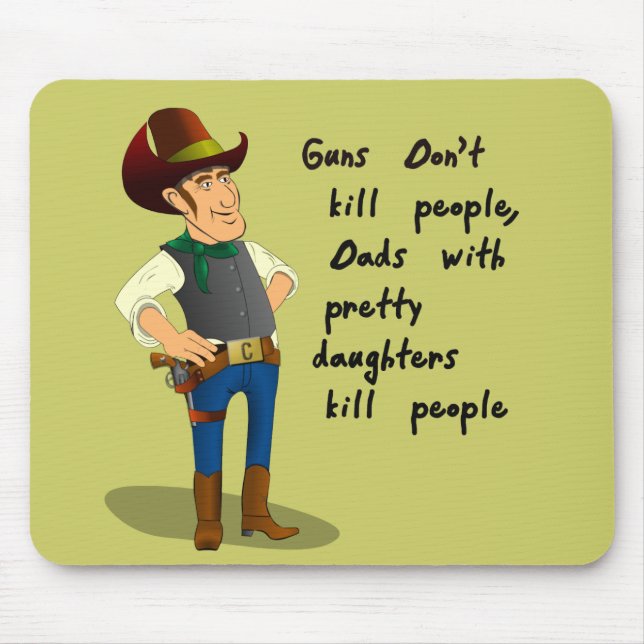 Cowboy with Pretty Daughter Mousepad (Front)