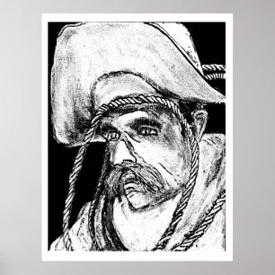 Cowboy with Rope B&W 2 jGibney The MUSEUM Zazzle Poster