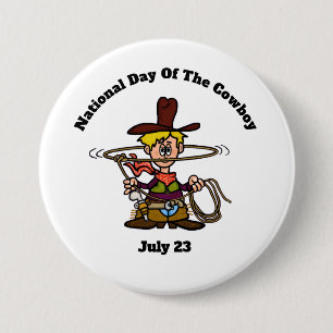 Cowboy with Rope Button