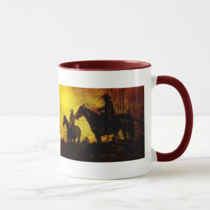 Cowboys and Horses Grunge Ceramic Mug