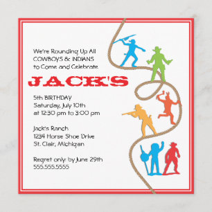 Cowboys and Indians Birthday Party Invitation