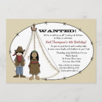 Cowboys and Indians Birthday Party Invitation