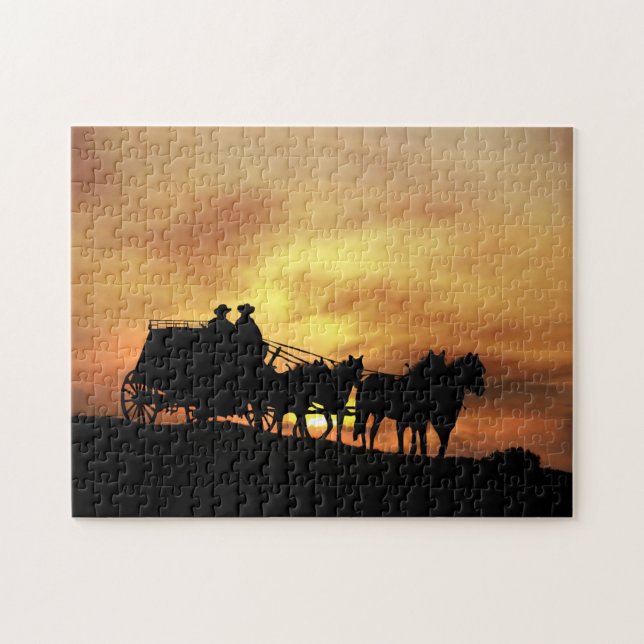 Cowboys and Stage Coach Jigsaw Puzzle (Horizontal)