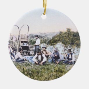 Cowboys at Lunch, 1904 (photo) Ceramic Ornament