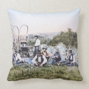 Cowboys at Lunch, 1904 (photo) Throw Pillow