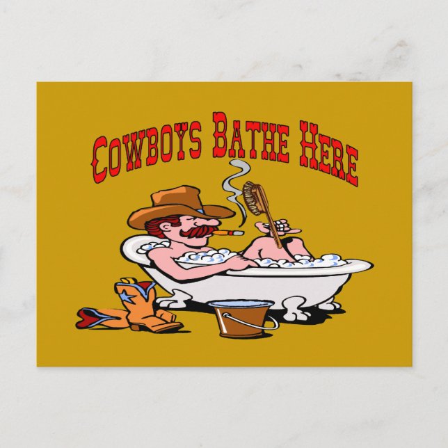 Cowboys Bathe Here Postcard (Front)