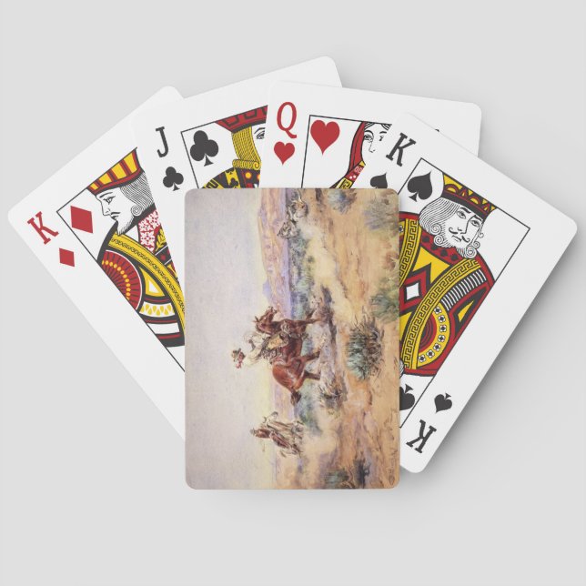 Cowboys Catching a Wolf with a Rope Lasso Playing Cards (Back)