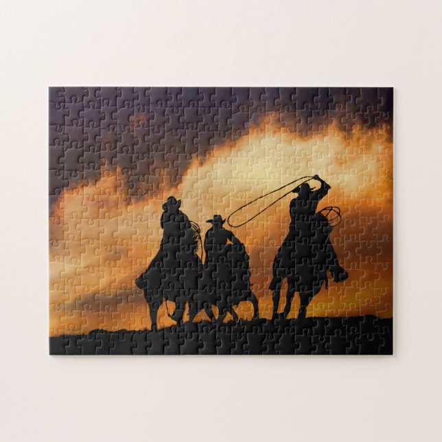 Cowboys Country Western Roping and Horses Jigsaw Puzzle (Horizontal)