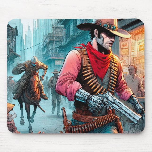 cowboys cyborg comics mouse pad (Front)