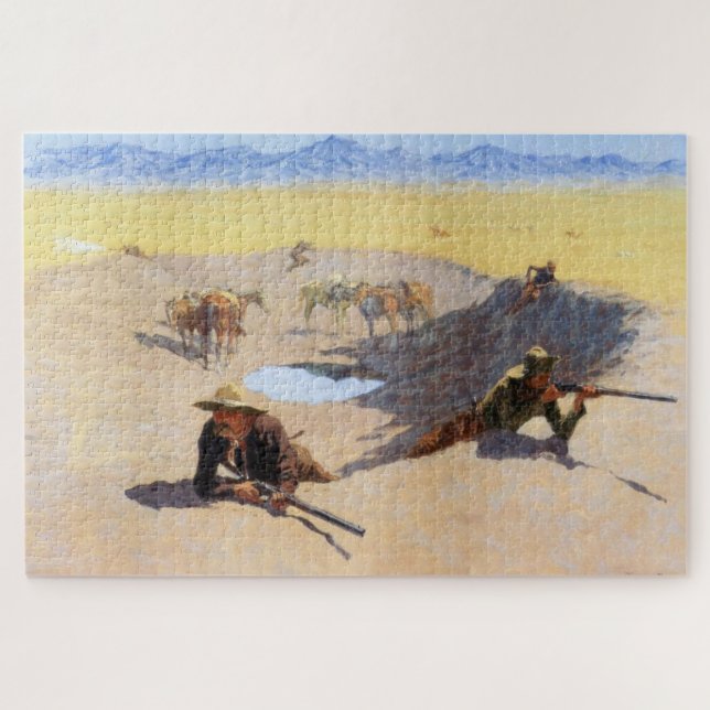 Cowboys Fighting for a Water Hole (by Remington) Jigsaw Puzzle (Horizontal)