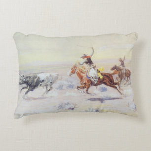Cowboys from the Bar Triangle by CM Russell Accent Pillow