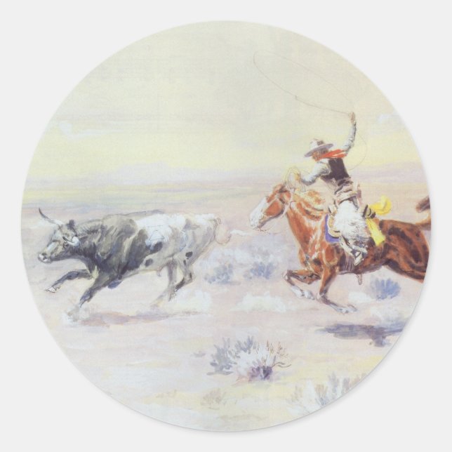 Cowboys from the Bar Triangle by CM Russell Classic Round Sticker (Front)