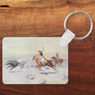 Cowboys from the Bar Triangle by CM Russell Keychain