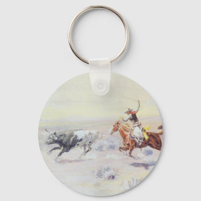 Cowboys from the Bar Triangle by CM Russell Keychain (Front)