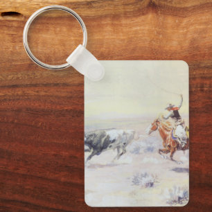 Cowboys from the Bar Triangle by CM Russell Keychain