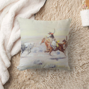 Cowboys from the Bar Triangle by CM Russell Throw Pillow