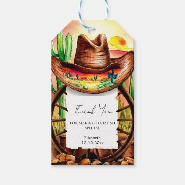 Cowboy's Hat Baby Shower Gift Tags (Front)