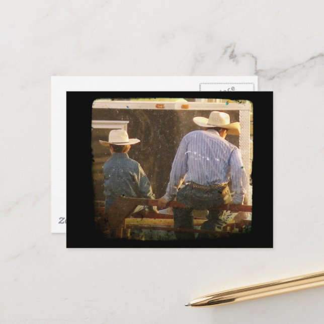 Cowboys on a Rodeo Fence TTV Postcard (Front/Back In Situ)