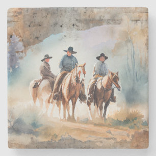 Cowboys on Horses Stone Coaster
