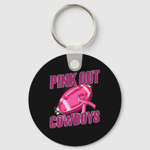 Cowboys Pink Out Footbyll Tackle Breast Cancer Keychain