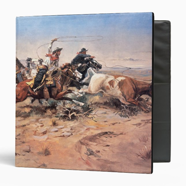 Cowboys roping a steer, 1897 (oil on canvas) binder (Front/Inside)