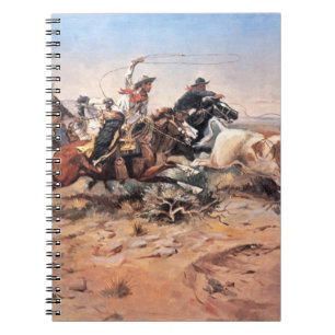 Cowboys roping a steer, 1897 (oil on canvas) notebook