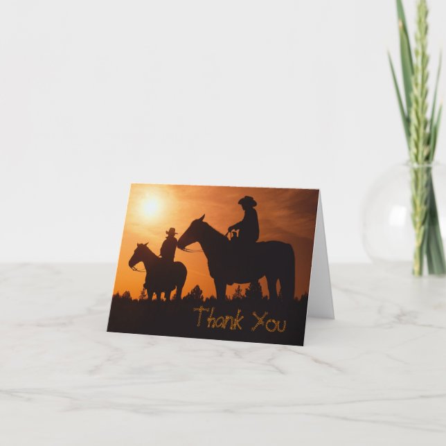 cowboys sur des chevaux, note de Merci (Devant)