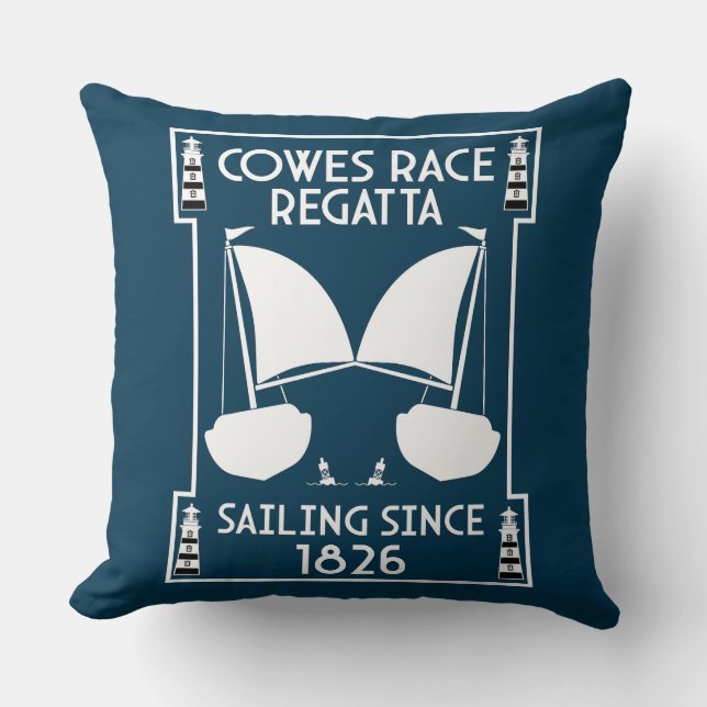 Cowes Isle of Wight Yacht Regatta Throw Pillow (Front)