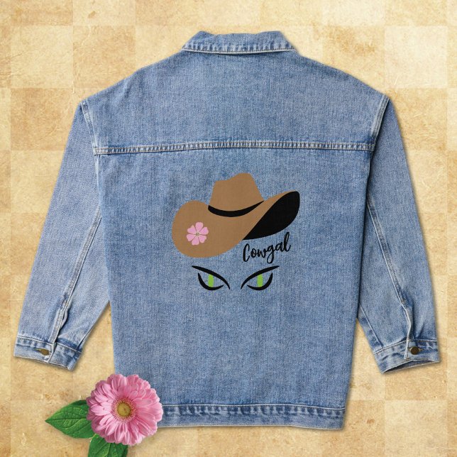 Cowgal Hat Cat Eyes Denim Jacket (Creator Uploaded)